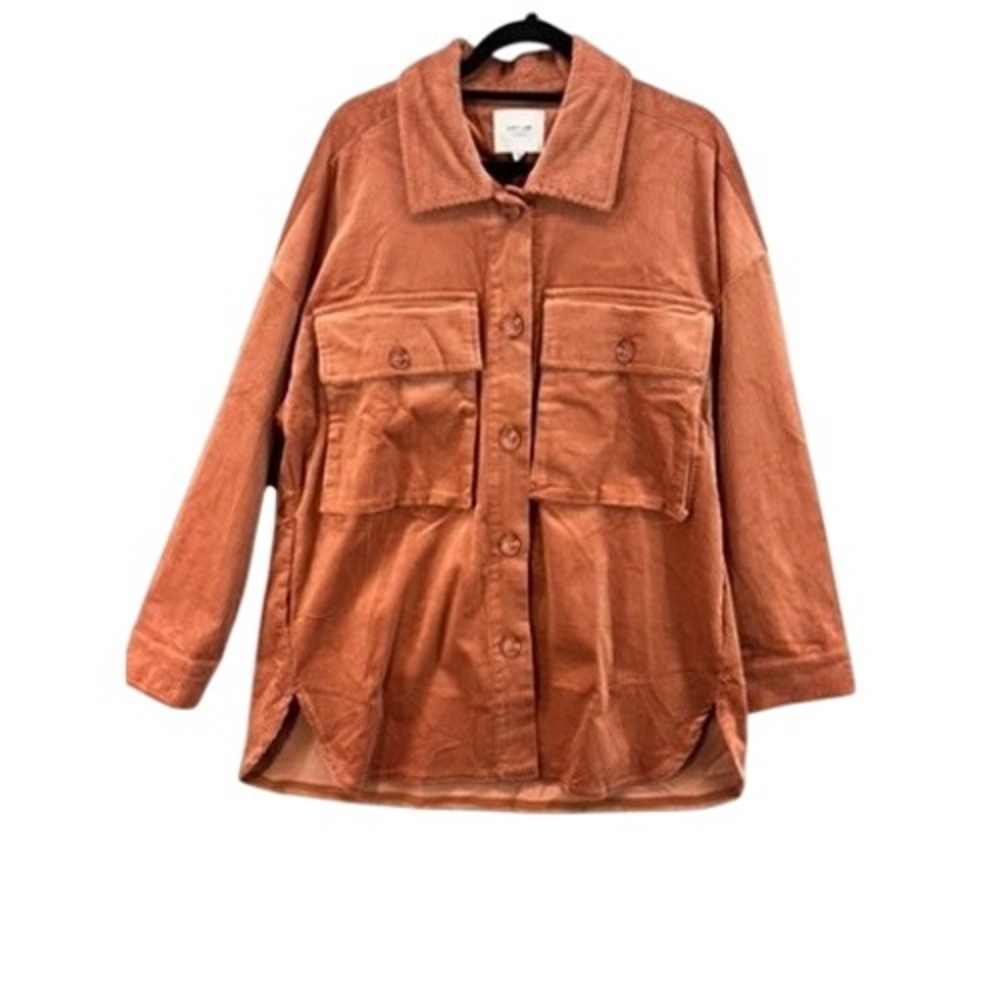 NWT Grey‎ Lab Jacket Womens Sz L Corduroy Oversize Rust Shacket Pocket Layering
